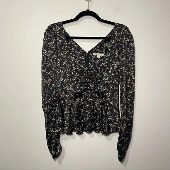 Jonathan Simkhai Women’s Black micro Floral Sweetheart Peplum Blouse blouse in S - Picture 3 of 9